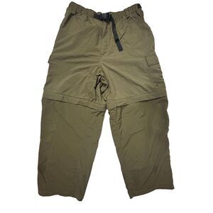REI Cargo Convertible Pants Mens LARGE 31X26 Olive‎ Green Shorts Outdoor Belted